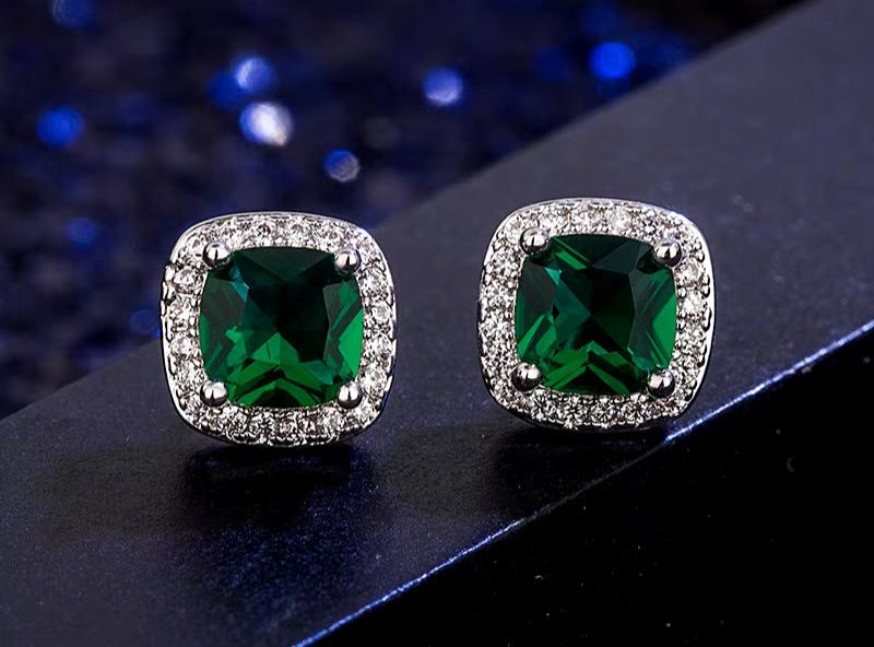 Emerald Square Earrings