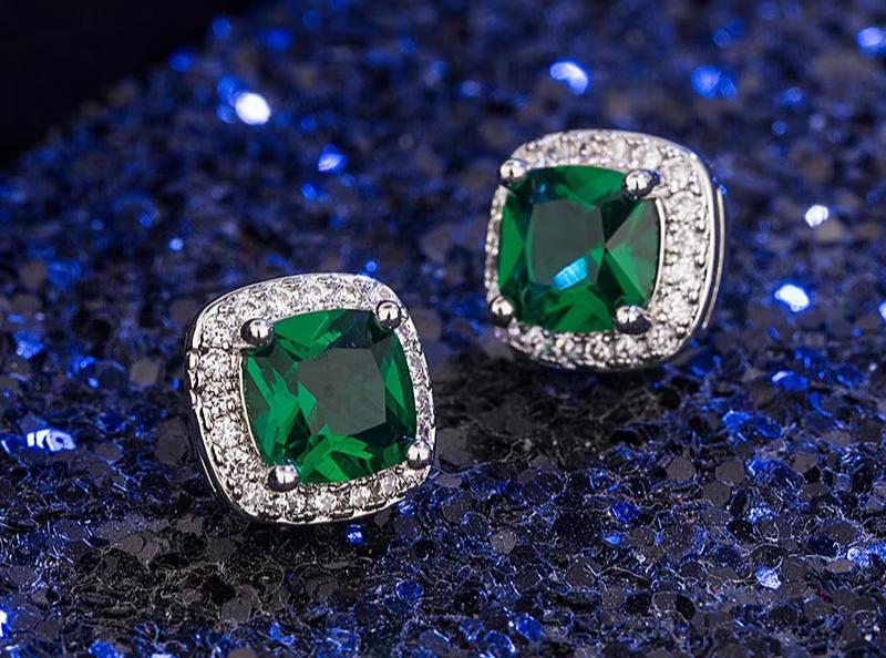 Emerald Square Earrings