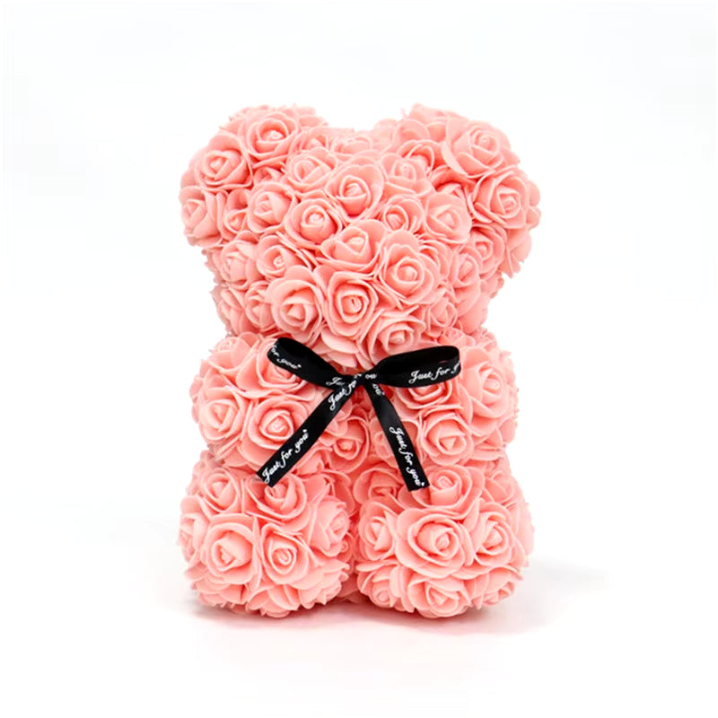 1Pc 25Cm Artificial Foam Flowers Bear Rose Bear Romantic Creative Gifts for Valentines Day Mothers Day Anniversary Wedding