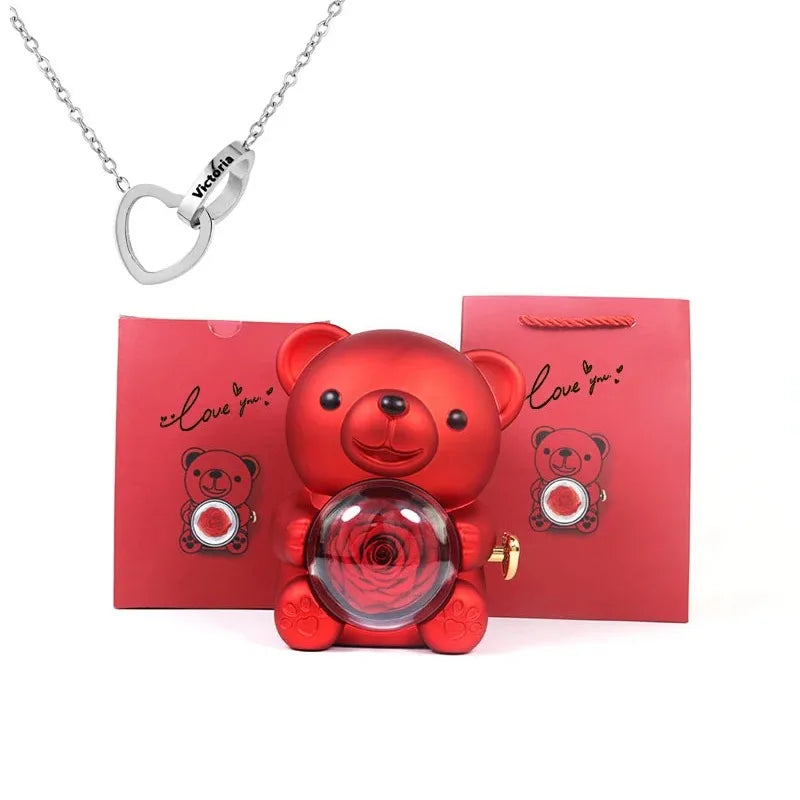 Nalle med Evighetsros & Halsband