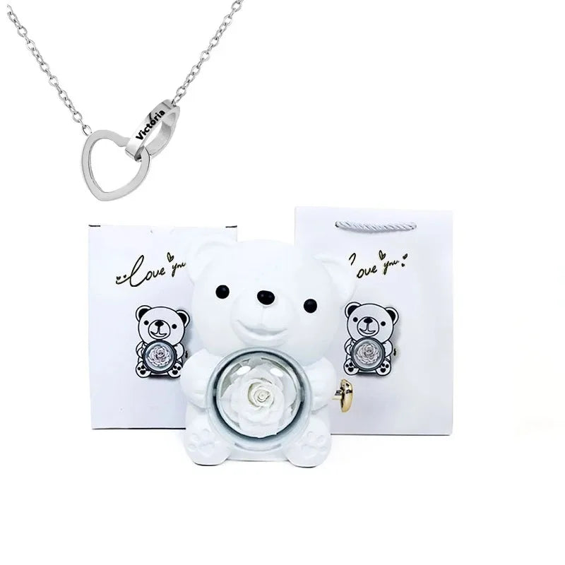 Nalle med Evighetsros & Halsband