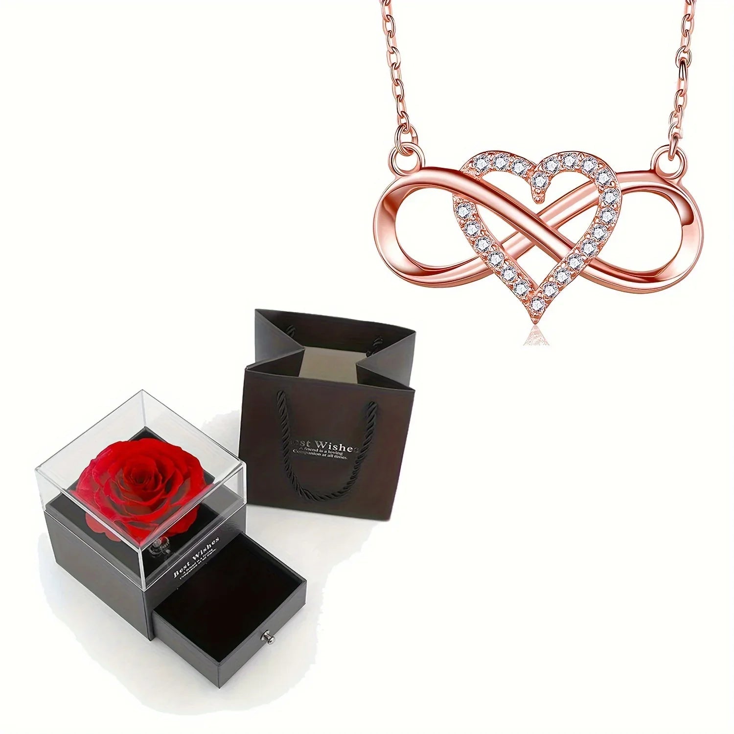 Amour Pendant – Evigt Hjärta i Lyxig Rosbox