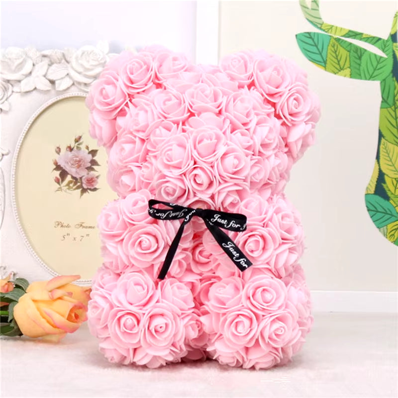 1Pc 25Cm Artificial Foam Flowers Bear Rose Bear Romantic Creative Gifts for Valentines Day Mothers Day Anniversary Wedding